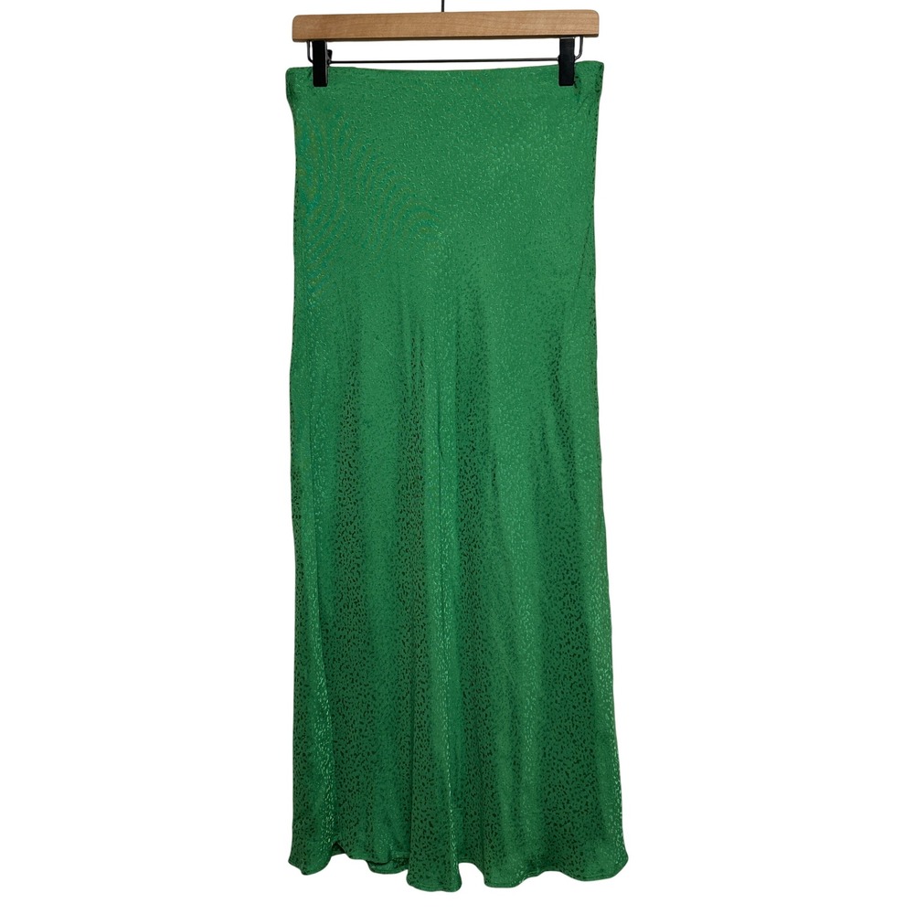 LOFT Emerald Green Satin Iridescent Animal Print Skirt Sz Small NWT Retail: $89